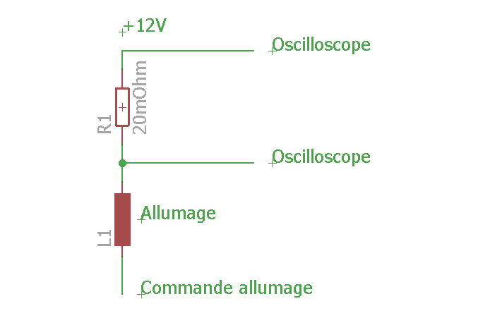 Schéma de mesure du courant d'une bobine d'allumage à l'oscilloscope