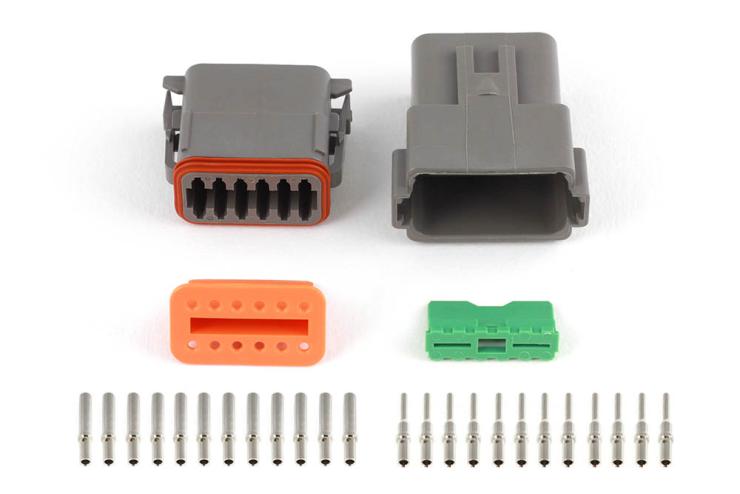 HT-031117 Plug and Pins Only - Matching Set of Deutsch DT-12 Connectors  (DT06-12S + DT04-12P) - ( 13 Amp) – Réf. HT-031117